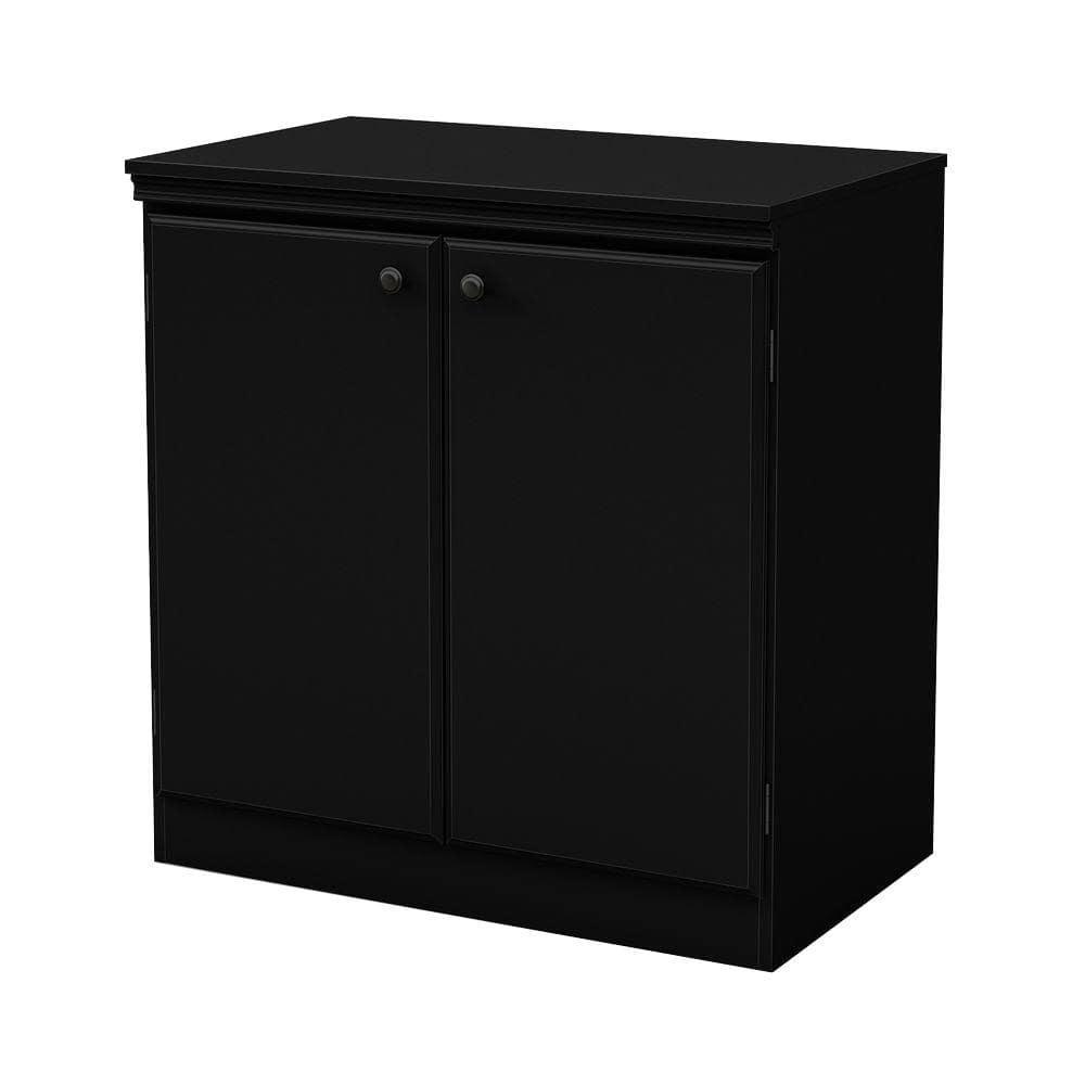 2 Door Morgan Storage Cabinet Pure Black - South Shore: Adjustable Shelf, Laminated Particle Board