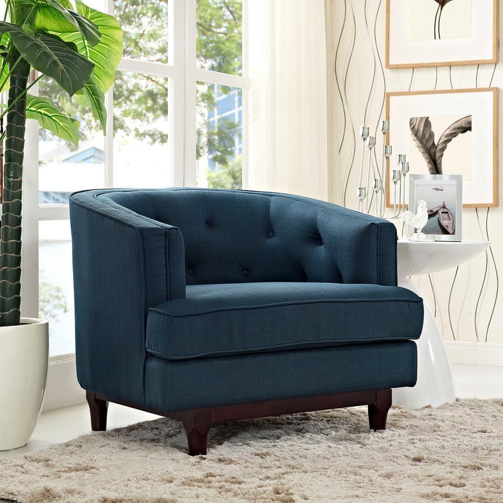 Modway Coast Modern Upholstered Polyester Fabric Armchair in Azure Blue