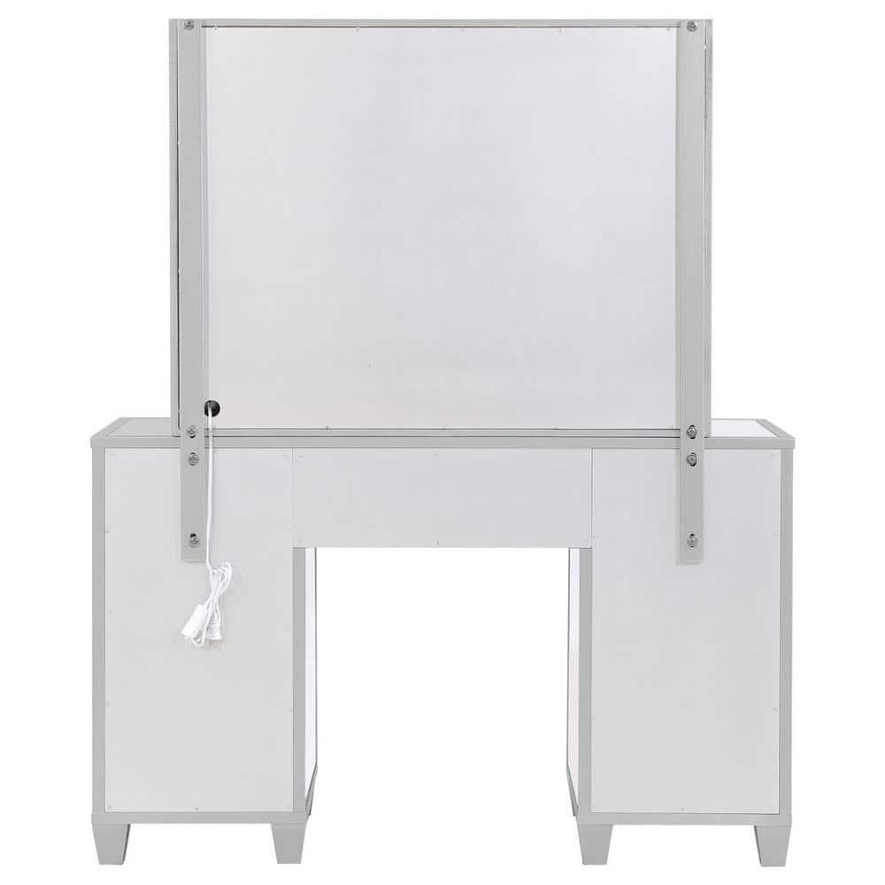 Coaster Allora 9-drawer Mirrored Storage Vanity Set with Hollywood Lighting Metallic