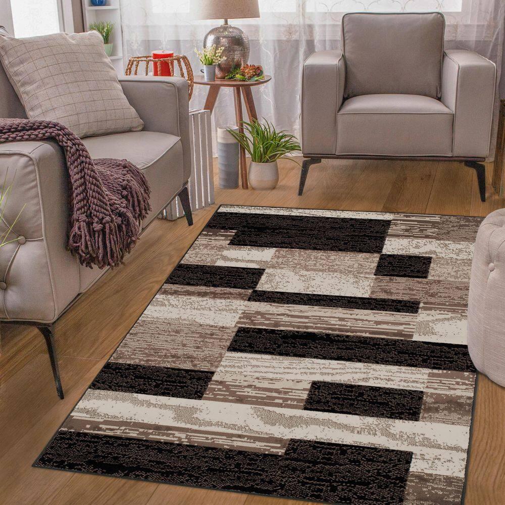 Superior Rockwood Geometric Indoor Area Rug, 6' x 9', Chocolate