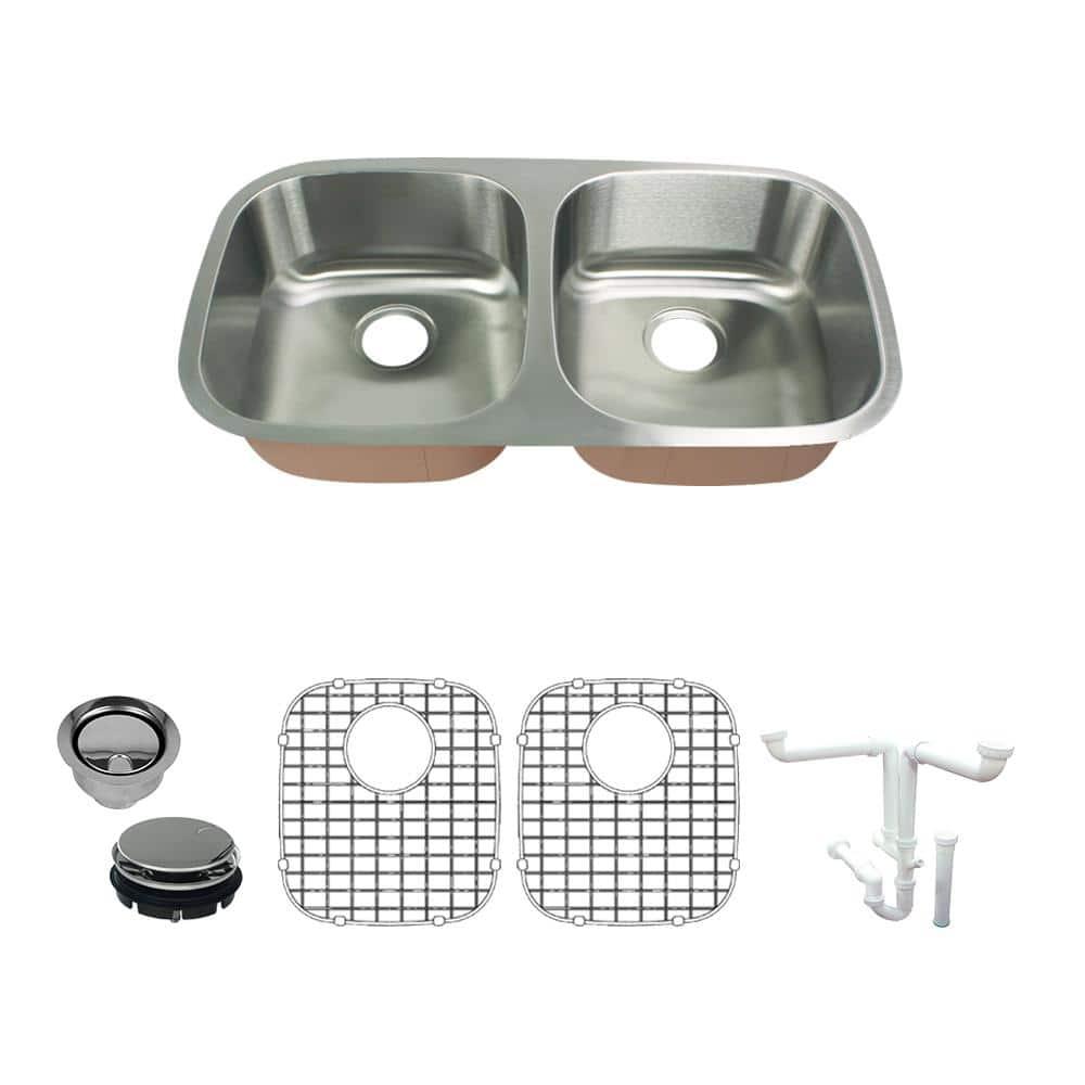 Classic 32'' L Undermount Double Bowl Stainless Steel Kitchen Sink