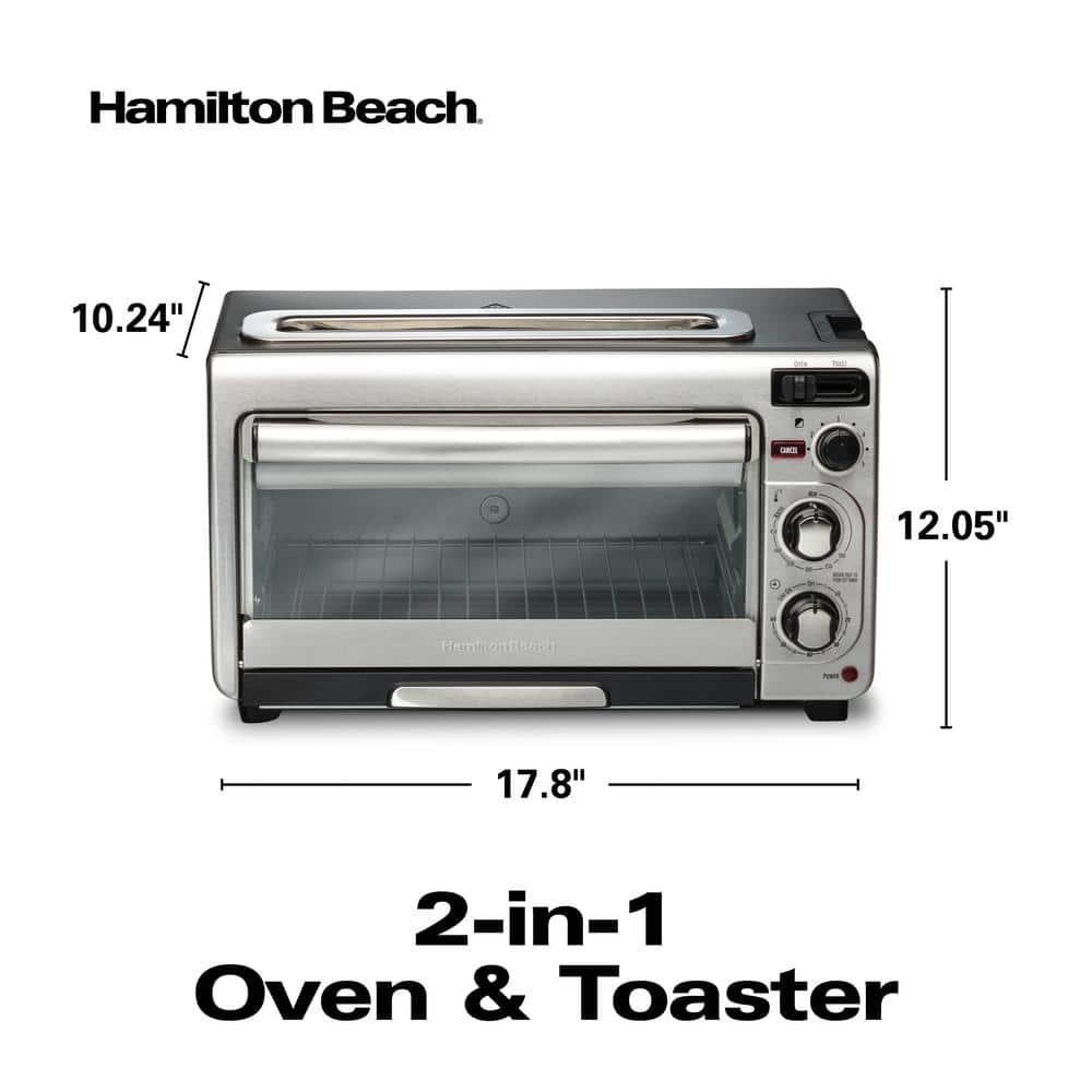 Hamilton Beach 2-in-1 Oven & Toaster Combo, Space-Saving Design, Stainless Steel