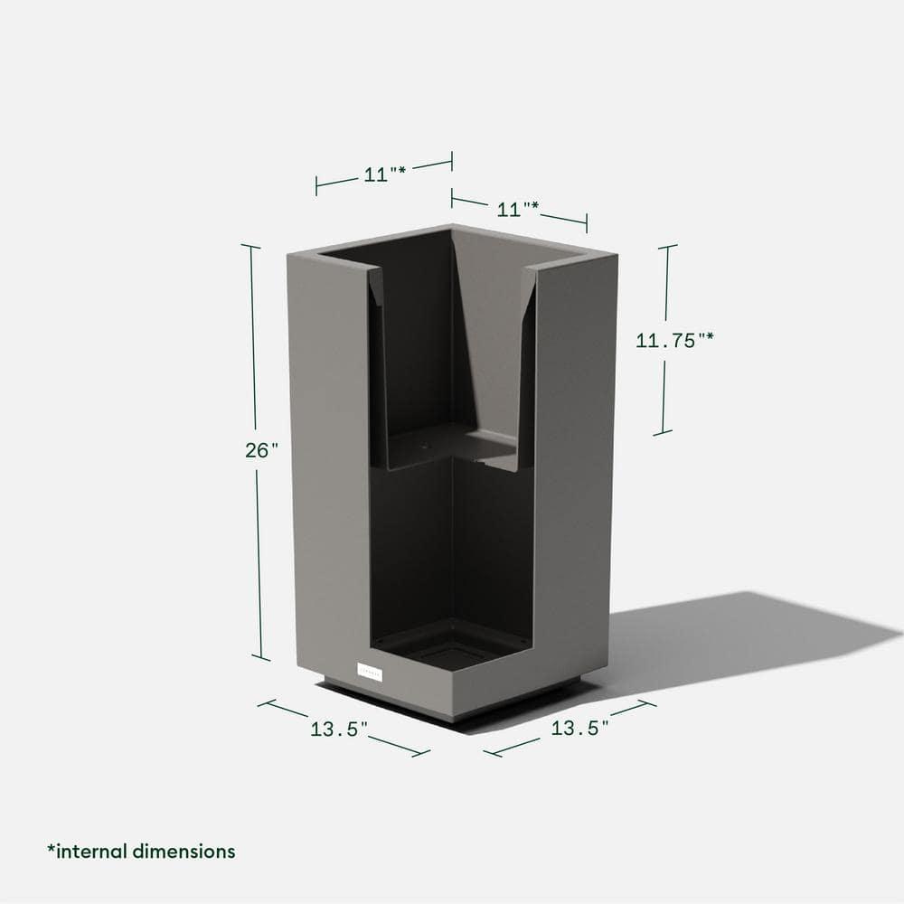 Veradek Block Series Pedestal Short 26" Plastic Planter - Gray