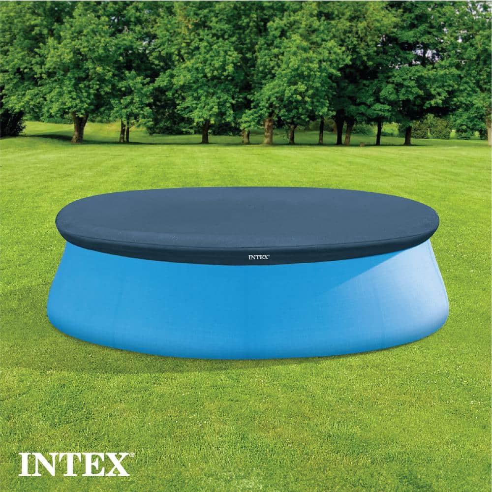 Intex Swim Center Inflatable Family Lounge Pool with Built In Bench and 8' Cover