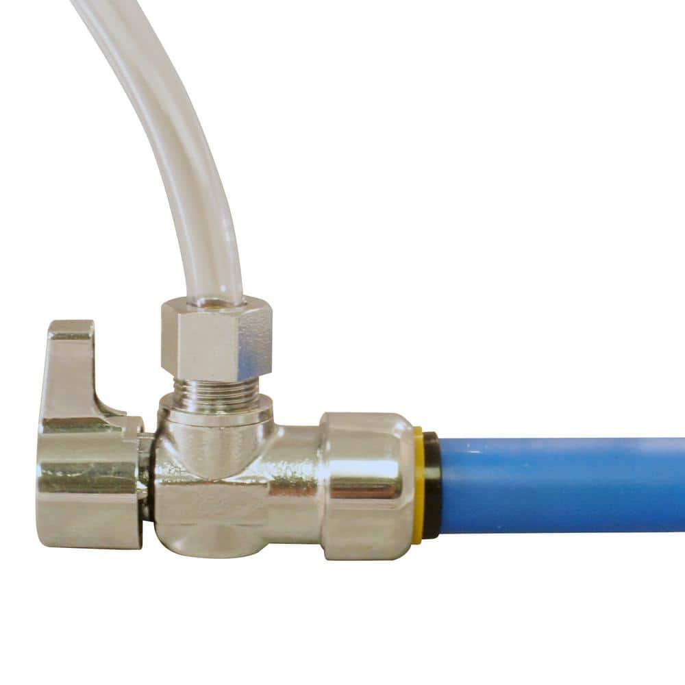 Tectite FSBVA1238C 1/2 in. Chrome-Plated Brass Push-to-Connect x 3/8 in. O.D. Compression Quarter-Turn Angle Stop Valve