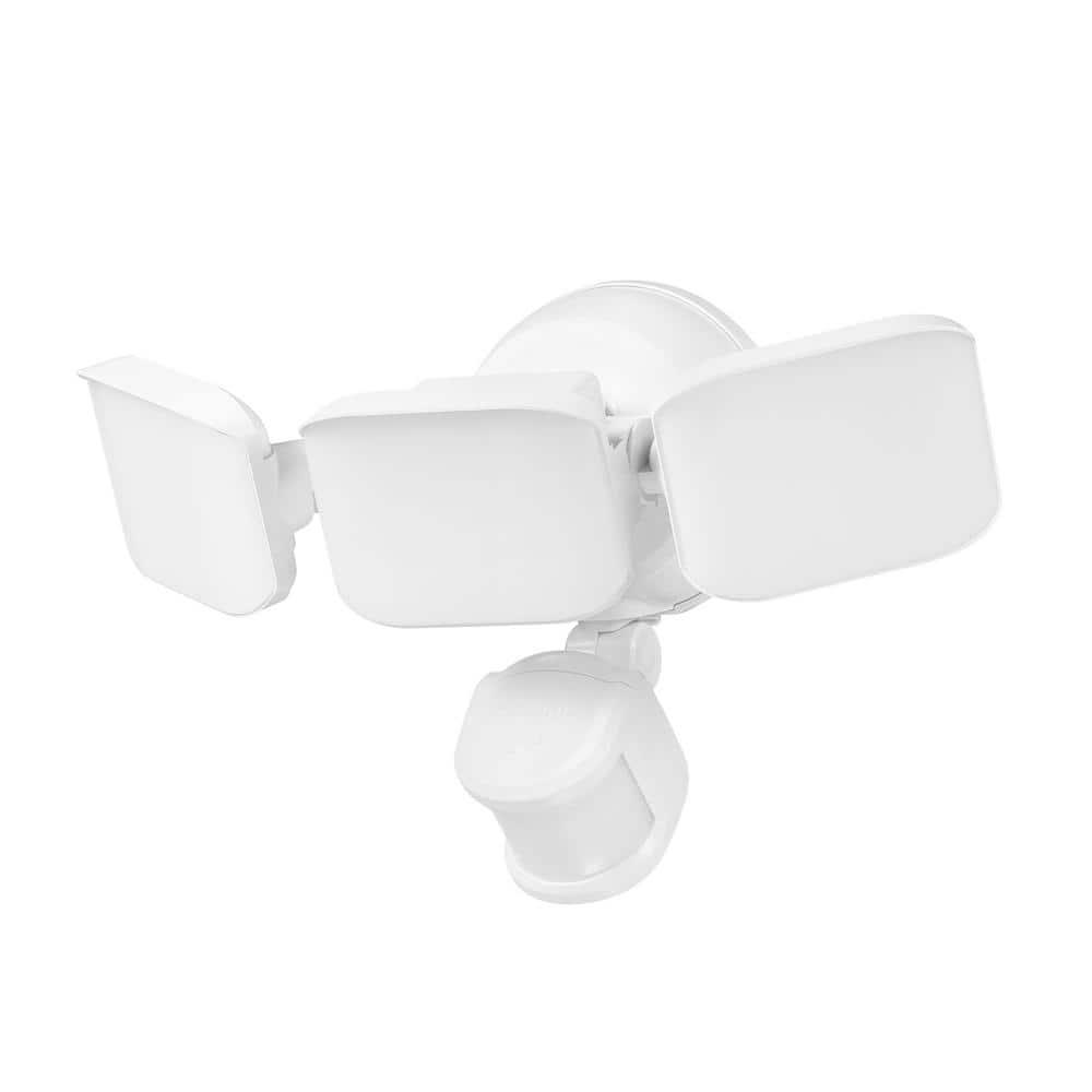 White Polycarbonate Battery Operated Triple Head LED Security Light