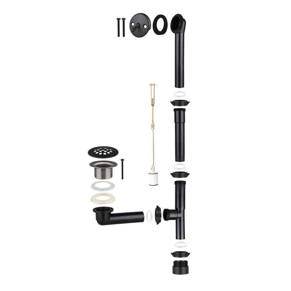 Streamline NAL-5280-BL 66 in. x 32 in. Acrylic Left-Hand Drain Alcove Bathtub in Glossy White With External Drain in Matte Black