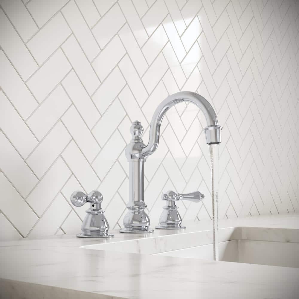 Water Creation F2-0012-01-AL American 20th Century Classic Widespread Lavatory F2-0012 Faucets - Silver & Chrome