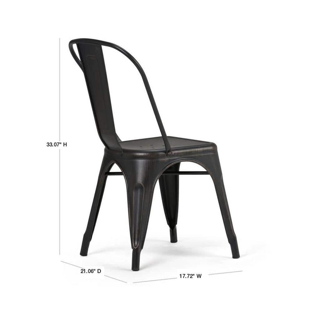 Simpli Home Fletcher Industrial Iron Dining Chair with Stackable Design and Protective Rubber Caps (Set of 2) (Set of 2)