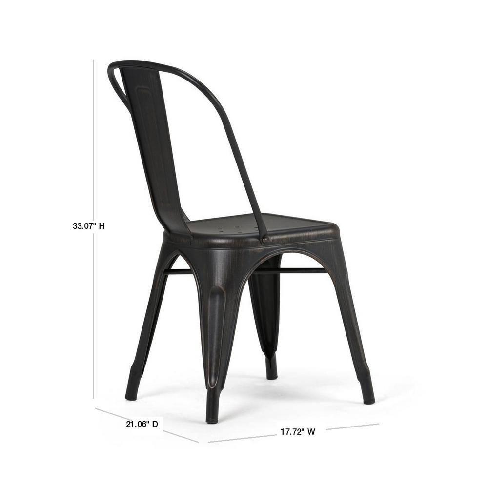 Simpli Home Fletcher Industrial Iron Dining Chair with Stackable Design and Protective Rubber Caps (Set of 2) (Set of 2)