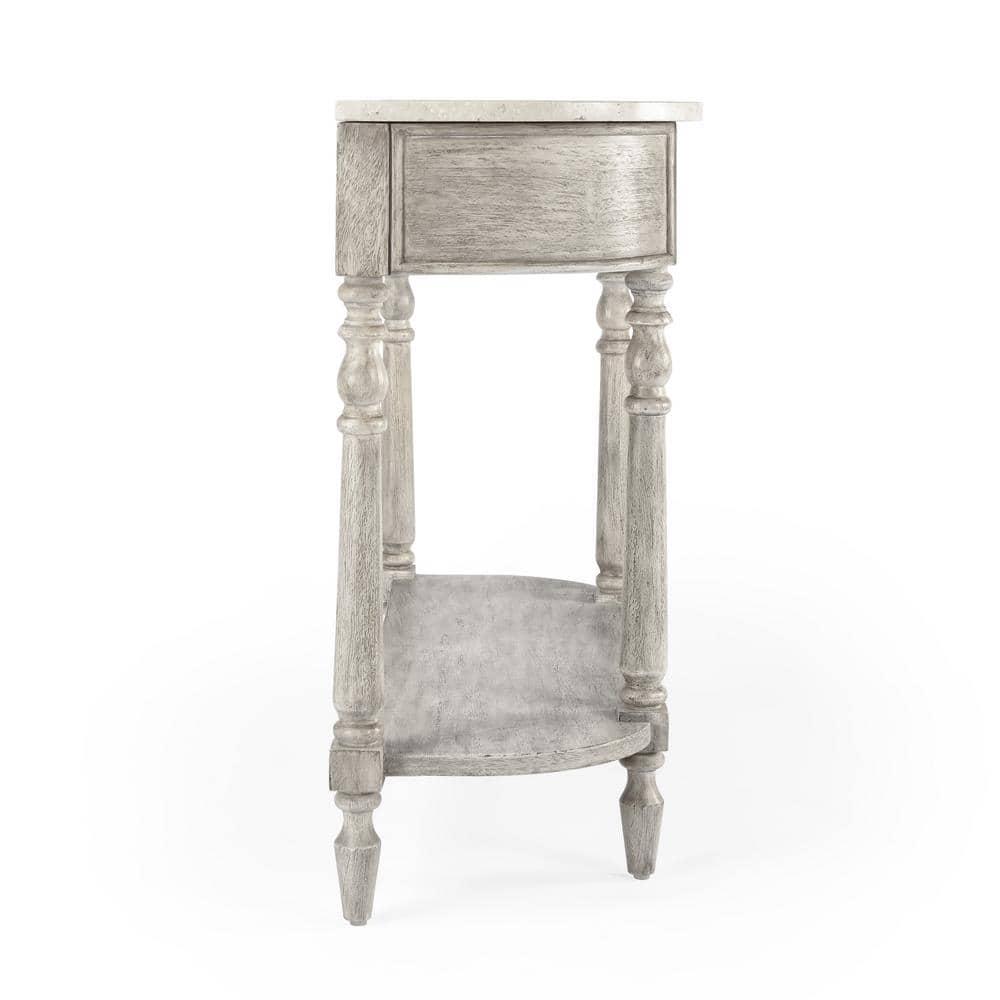Aberdale Demilune Console Table with Storage in Umber and Marble