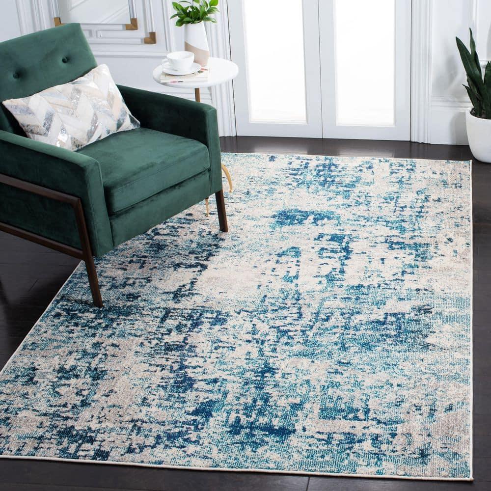 Madison MAD471 Power Loomed Indoor Area Rug - Ivory/Turquoise - 8'x10' - Safavieh