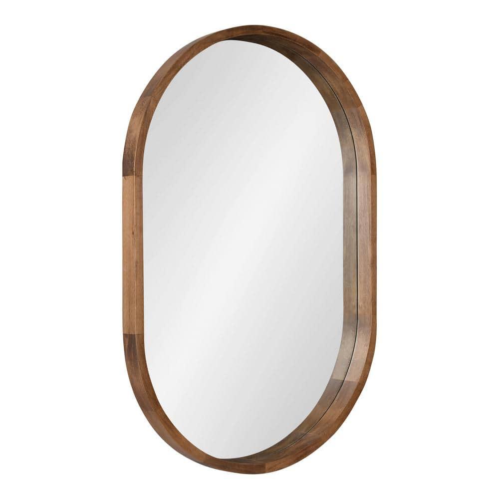 24" x 36" Hutton Wood Framed Capsule Wall Mirror Rustic Brown - Kate & Laurel All Things Decor