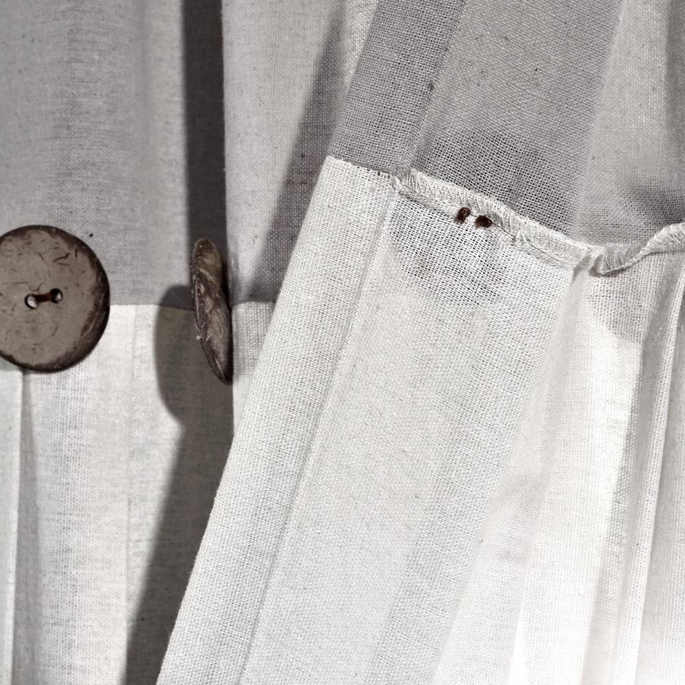 Lush Decor Linen Button Cotton Blend Tailored 29'' W Cafe Curtain (Set of 2)