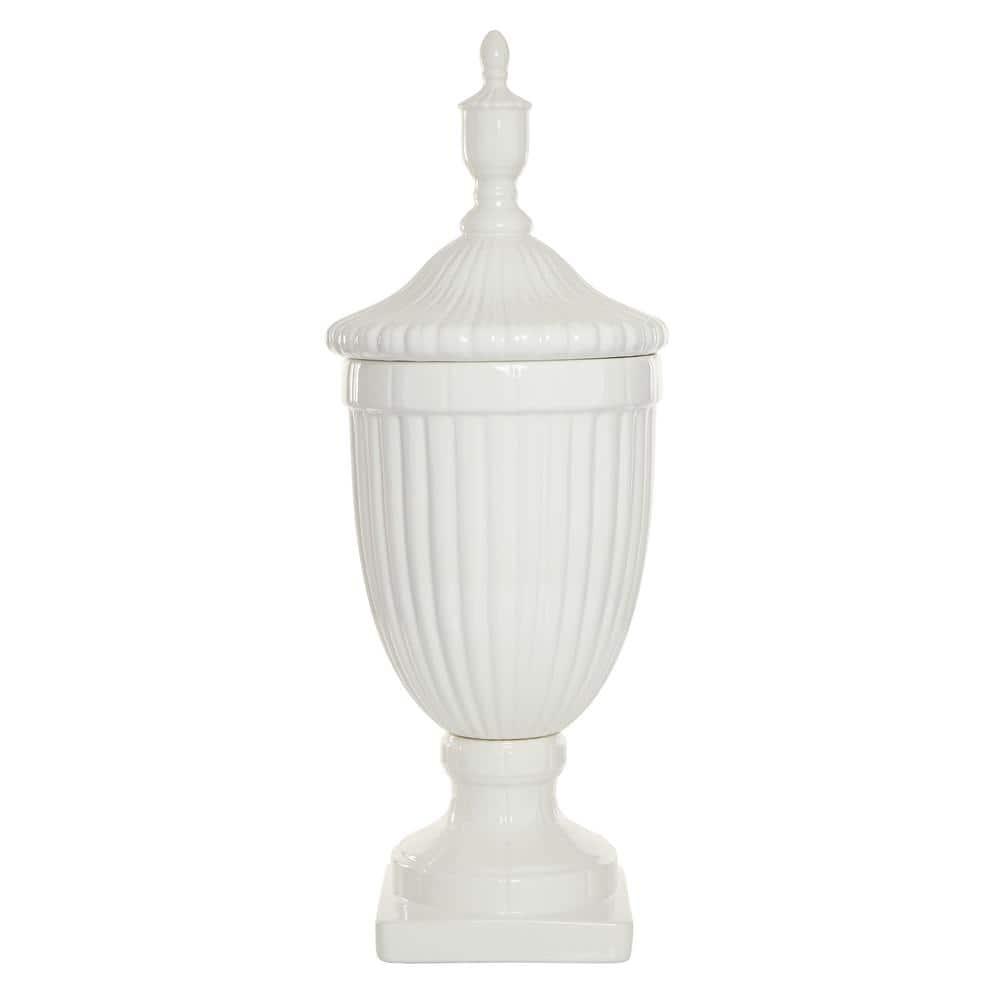 26" Modern Ceramic Urn Vase White - Olivia & May: Large Tabletop Decor, Novelty Design