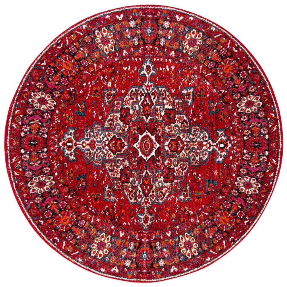 Vintage Hamadan VTH222 Power Loomed Indoor Accent Rug - Red/Multi - 3' Round - Safavieh