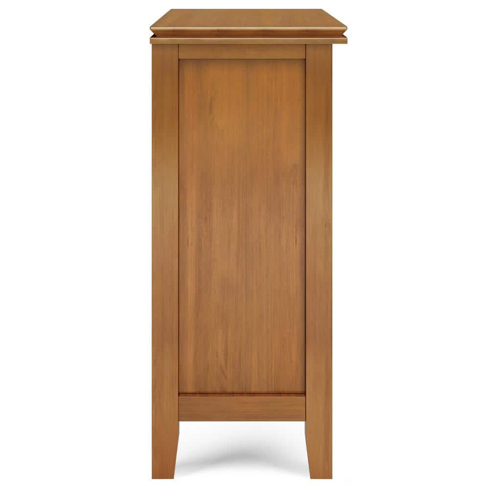 Simpli Home Artisan 30"W Solid Wood 2-Shelf Low Storage Cabinet with Glass Doors and Adjustable Shelves