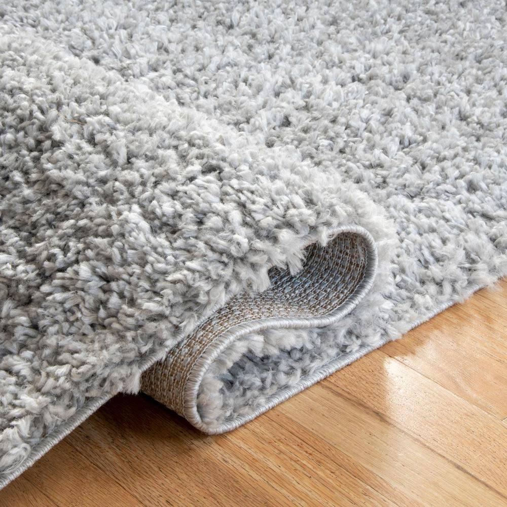 Nuloom Kara Solid 8 Round Shag Indoor Area Rug for Living Room Bedroom Dining Room Nursery, Grey/Ivory