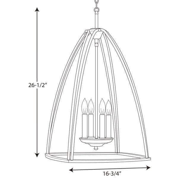 Progress Lighting, Tally Collection, 4-Light Foyer, Antique Bronze, Open Foyer, No Shade