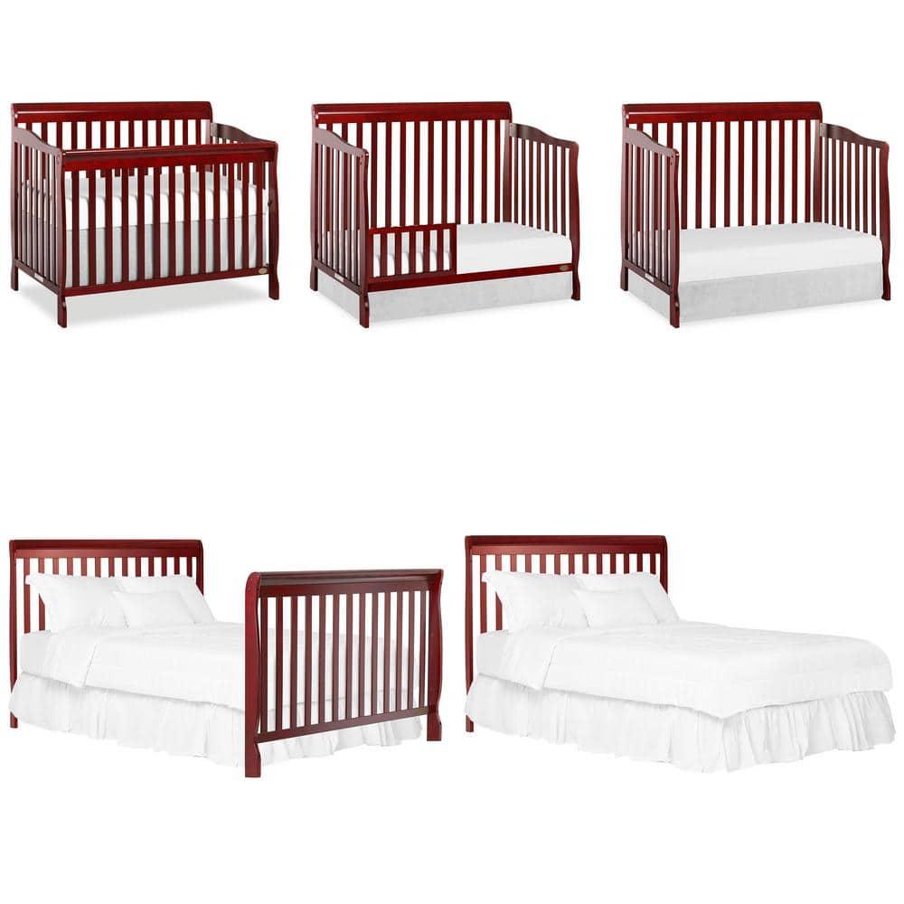 Dream On Me Ashton 5-in-1 Convertible Crib, Cherry, Greenguard Gold and JPMA Certified