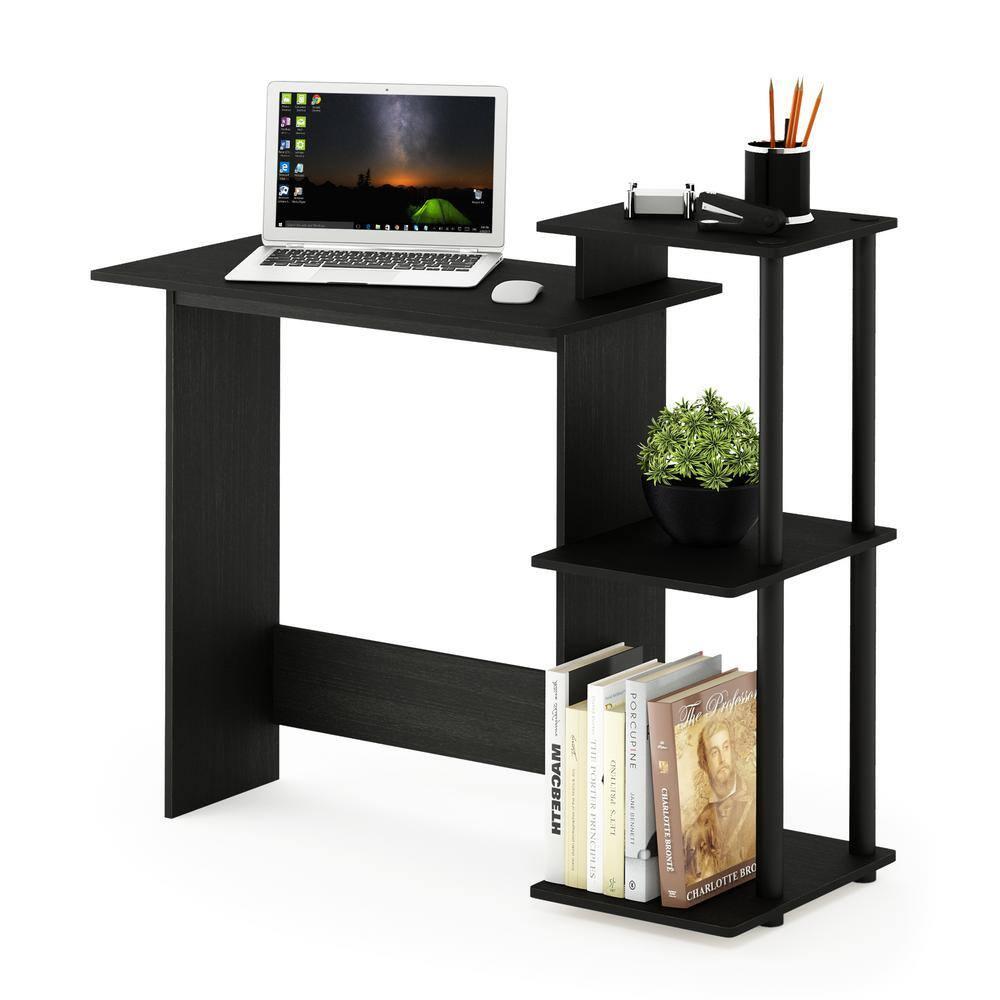 Furinno Modern Computer Desk Home Office Writing Study Laptop Table Workstation with CPU Stand & Open Storage Bookshelf,Americano/Black