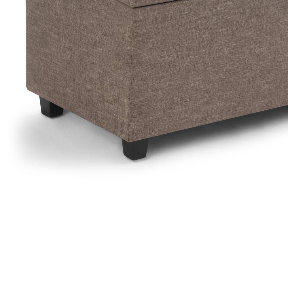 Simpli Home Darcy 33"W Upholstered Storage Ottoman Bench with Large Interior Storage and Child Safety Hinges