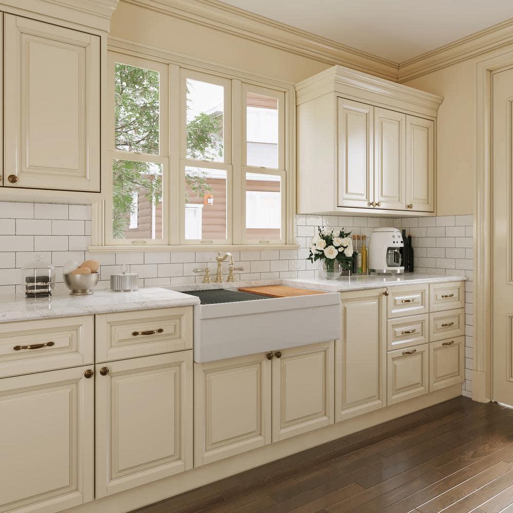 33" L X 20" W White Fireclay Double Bowl Workstation Farmhouse Kitchen Sink with Cutting Board And Dish-Drying Rack