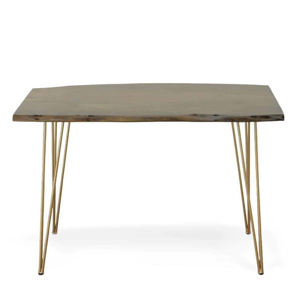 Carolina Classics Seti Live Edge Dining Table in Elm and Gold