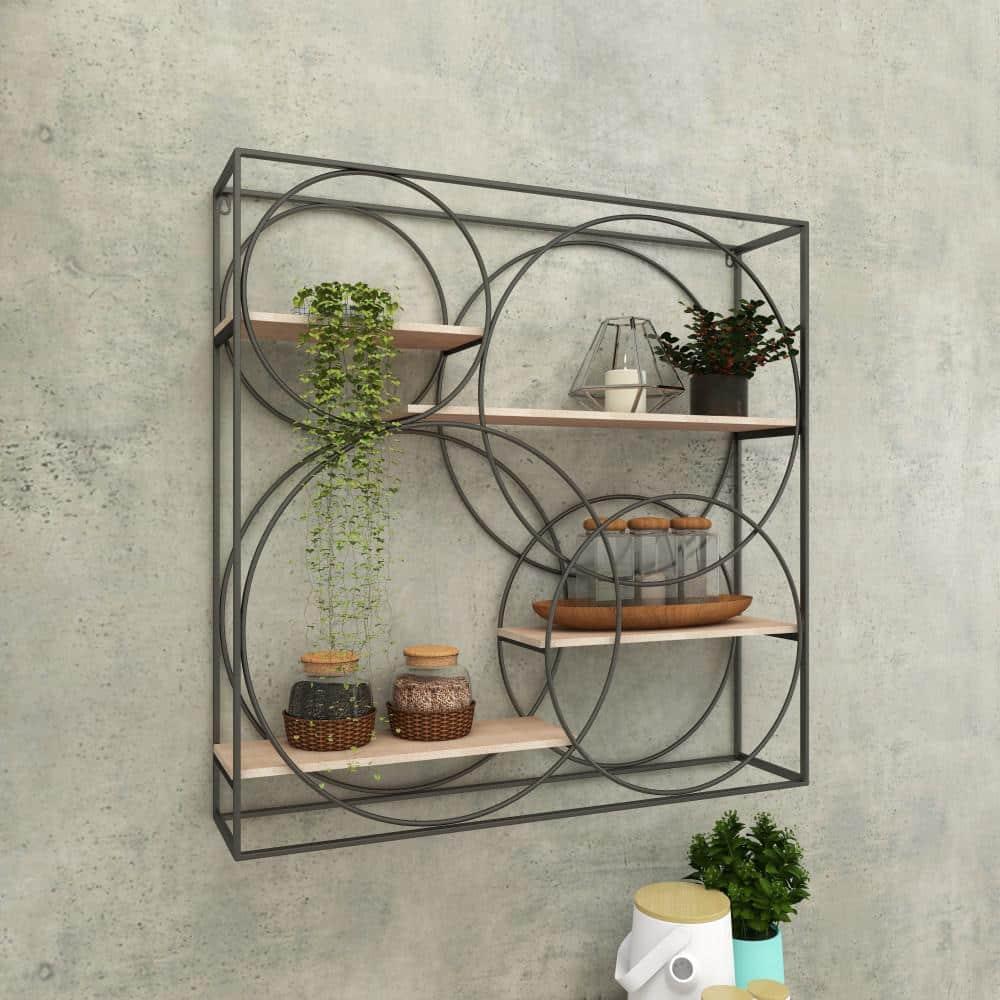DecMode 32" x 7" 4-Tier Gray Wall Shelf