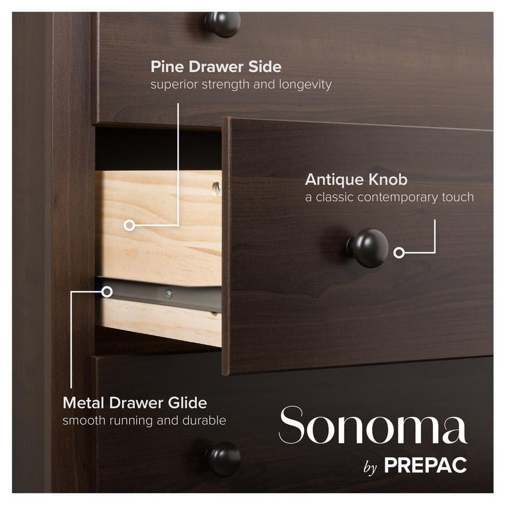 Sonoma 8 Drawer Dresser Espresso - Prepac: Laminated MDF, Metal Hardware, Includes Anti-Tip Kit