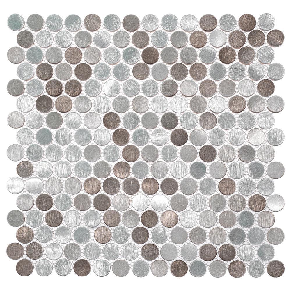 Orb 3/4" Metal Penny Round Mosaic Tile Shower Wall, Kitchen Backsplash and Wall Tile