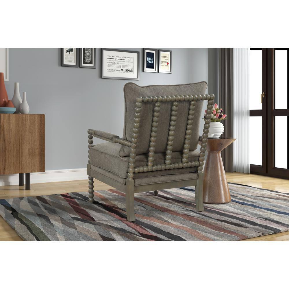 Hutch Taupe Fabric Arm Chair in Antique Gray