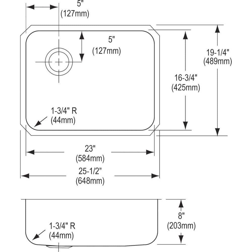 Lustertone 26" L x 19" W Undermount Kitchen Sink