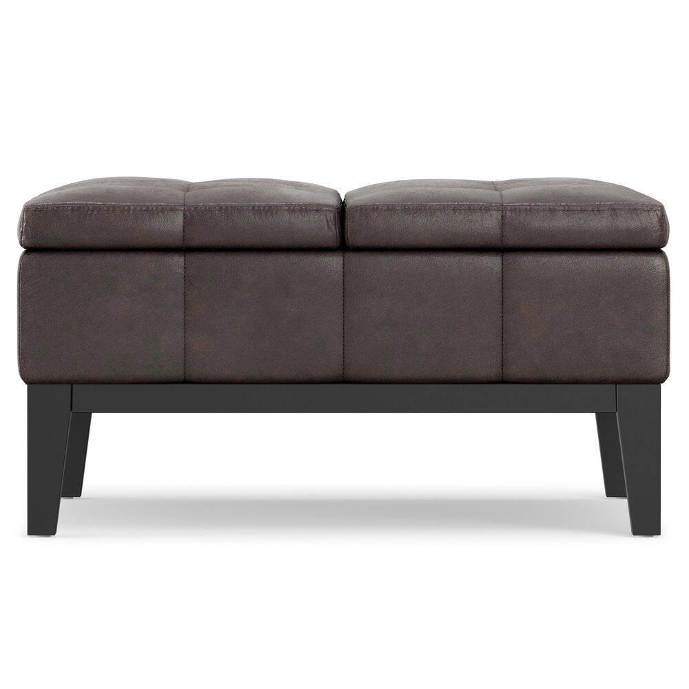 Simpli Home Dover 36"W Upholstered Square Coffee Table Storage Ottoman with Split Tufted Lift Top & Reviews | Wayfair