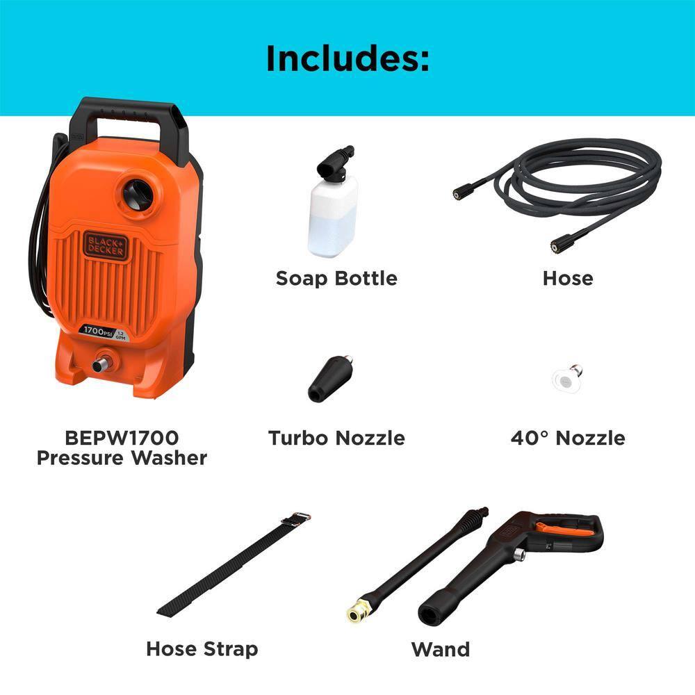 Black & Decker BEPW1700 1700 max PSI 1.2 GPM Corded Cold Water Pressure Washer