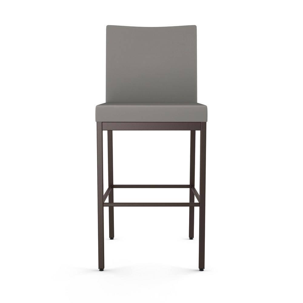 Amisco Perry Plus 26 In. Counter Stool - Taupe Grey Faux Leather / Dark Brown Metal