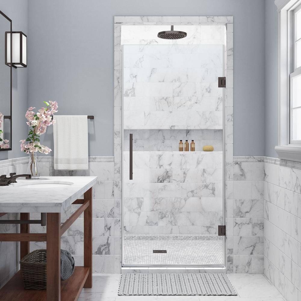 Aston Kinkade 26.75" - 27.25" x 72" Hinged Frameless Shower Door SDR997EZ-NBR-27-10
