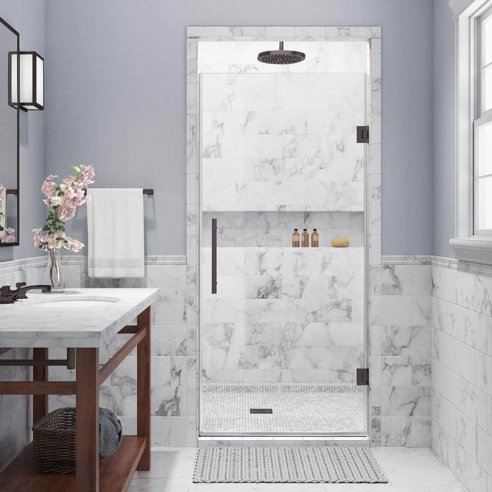 Aston Kinkade 34.75" - 35.25" x 72" Hinged Frameless Shower Door with StarCast by EnduroShield SDR997EZ-NBR-35-10