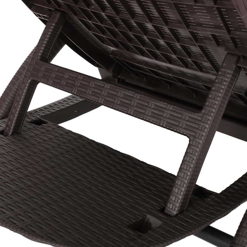 Noble House Waverly Outdoor Faux Wicker Chaise Lounges (Set of 2) Dark Brown