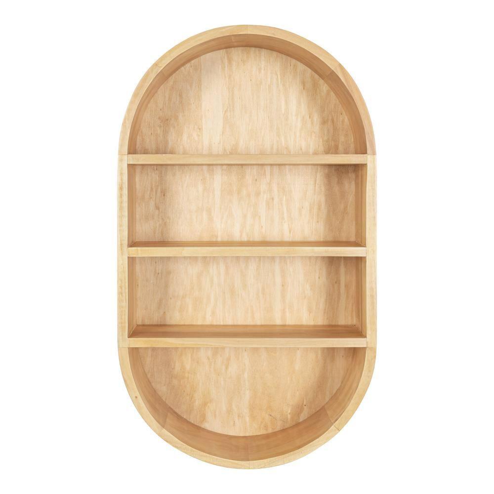 Minx Oval Solid Mango Wood Accent Wall Shelf
