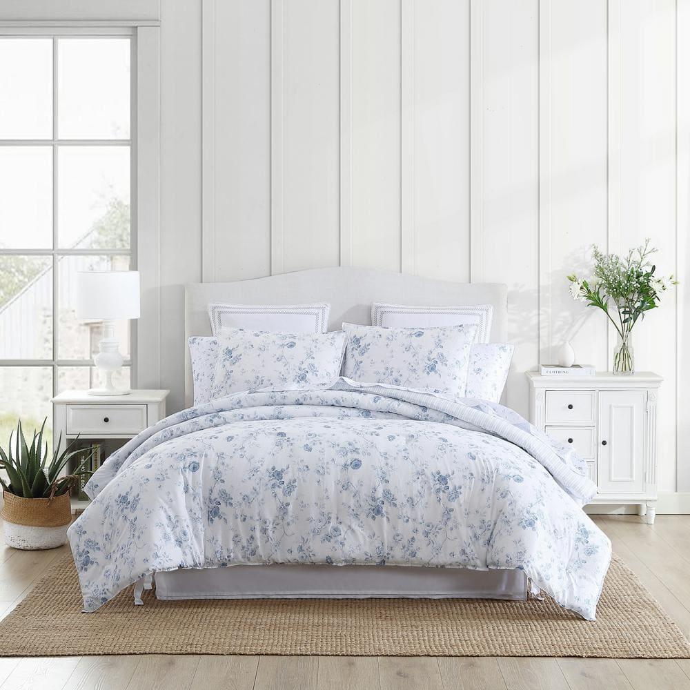 Laura Ashley Evie Laura Ashley Blue Cotton Comforter Reversible Set