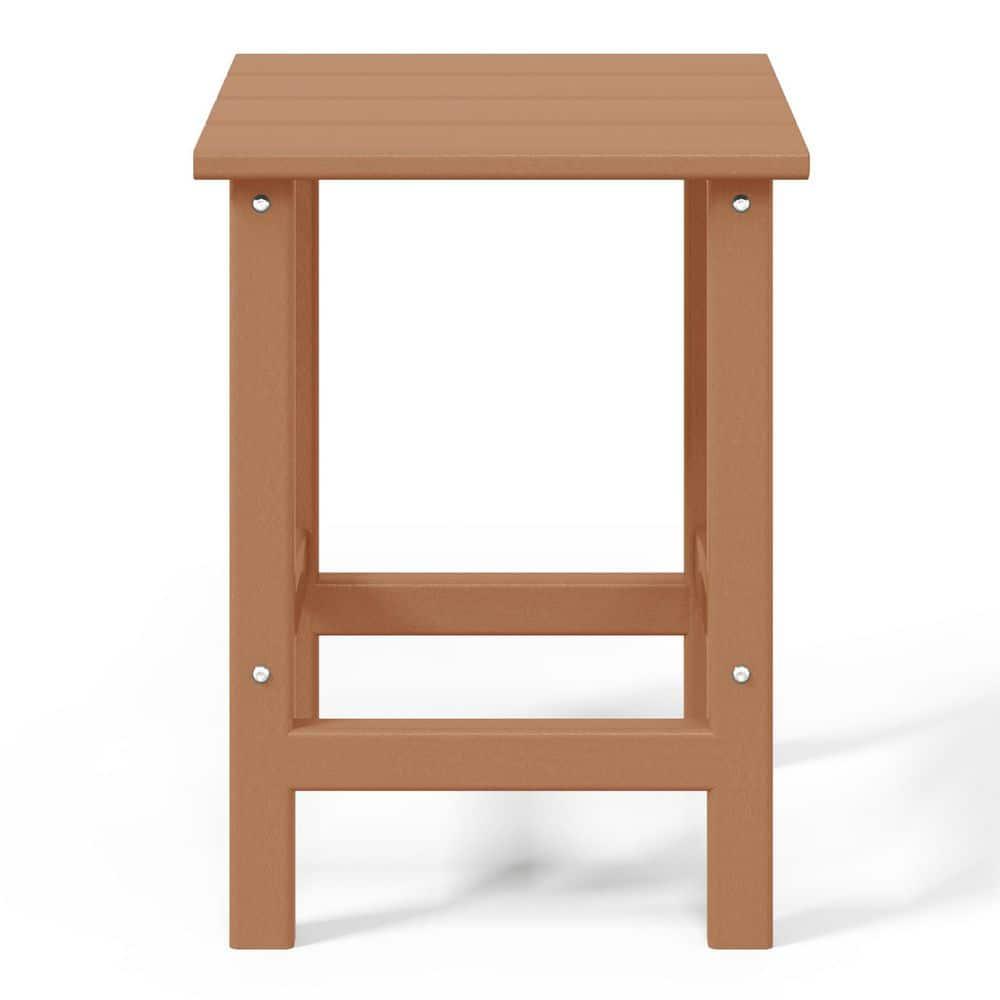 Polytrends  Laguna Hdpe All Weather Outdoor Patio Square Side Table Teak