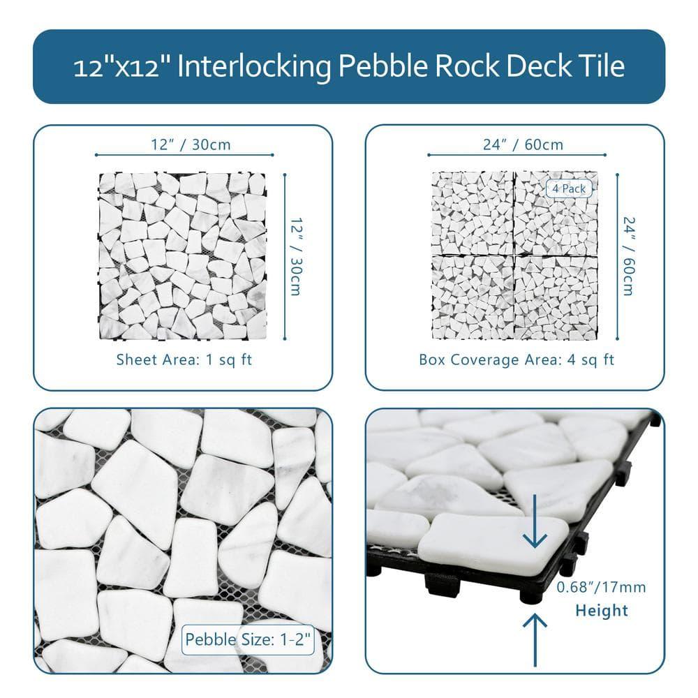 12'' L x 12'' W Stone Interlocking Deck Tile