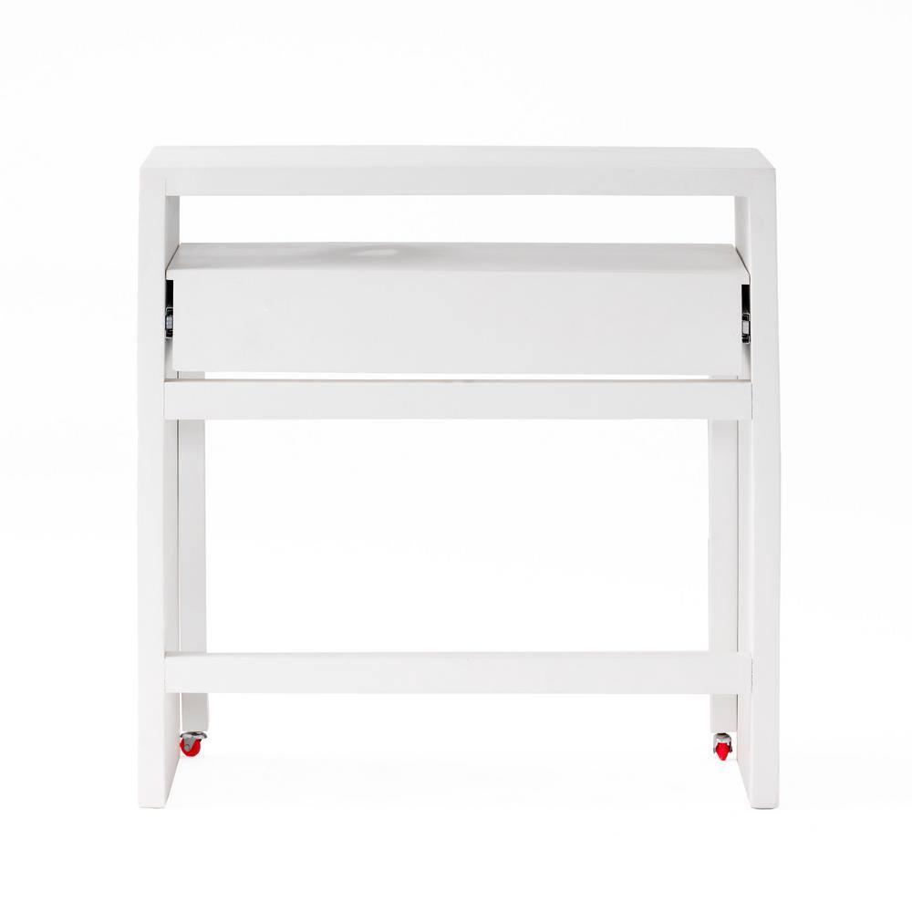 Noble House Elina Mango Wood Secretary Desk with Storage, White