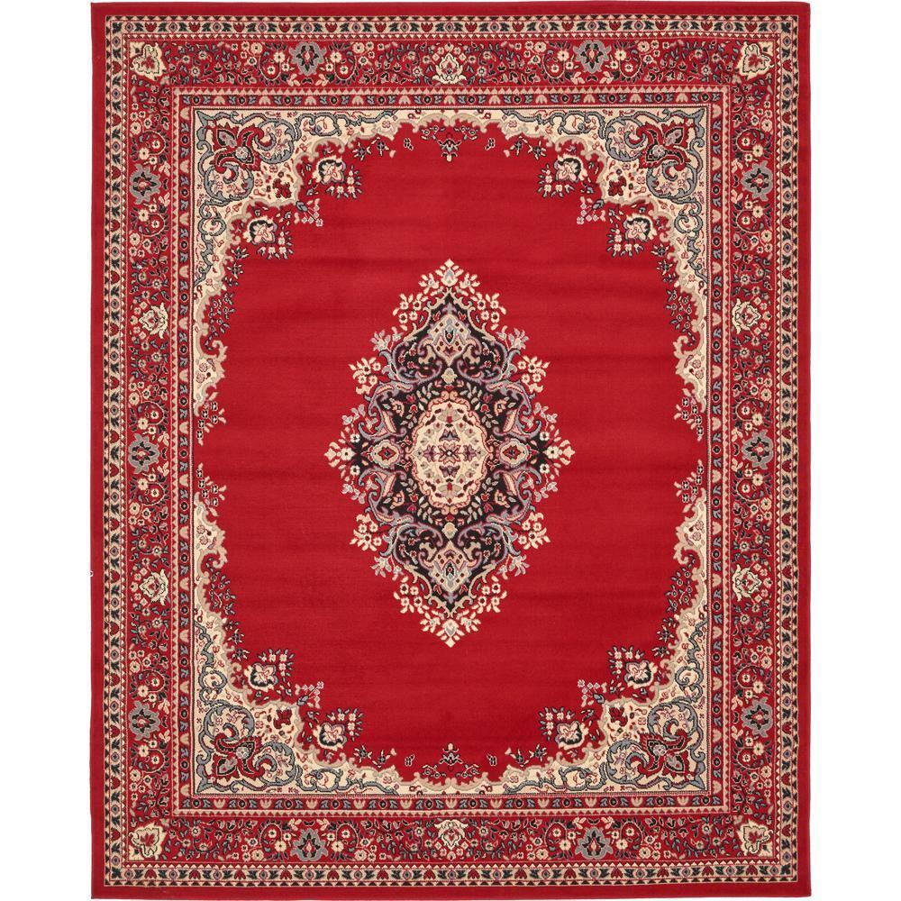 Rugs.com Amaya Collection Rug – 8' x 10' Red Medium Rug Perfect For Living Rooms, Large Dining Rooms, Open Floorplans