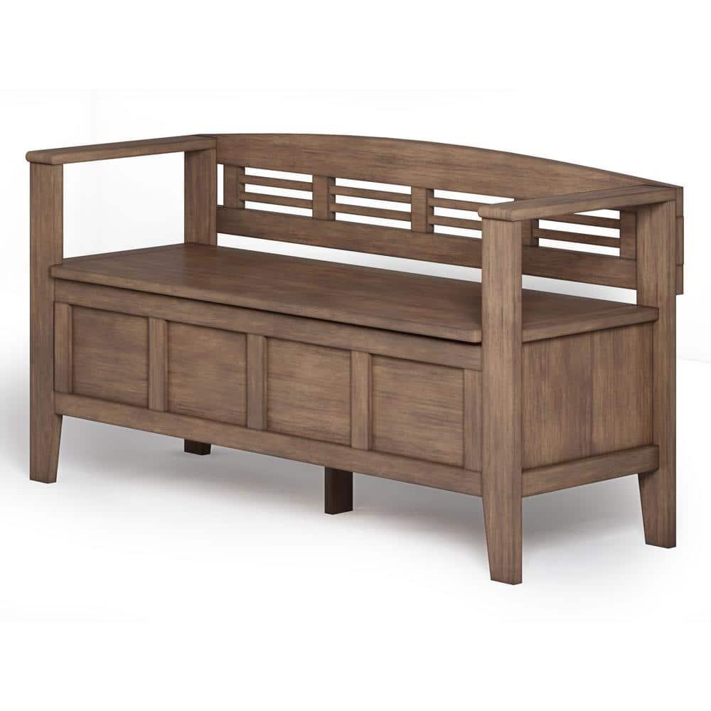 Simpli Home Adams Solid Wood Entryway Lift Top Storage Bench
