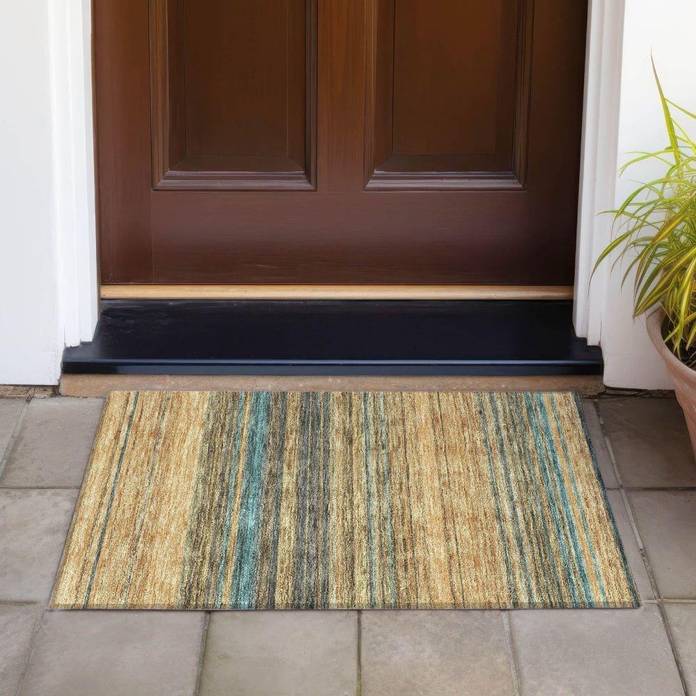 Addison Rugs Chantille Indoor/Outdoor Transitional Geometric, Abstract Wheat Washable Rectangle Rug, 1'8" x 2'6"
