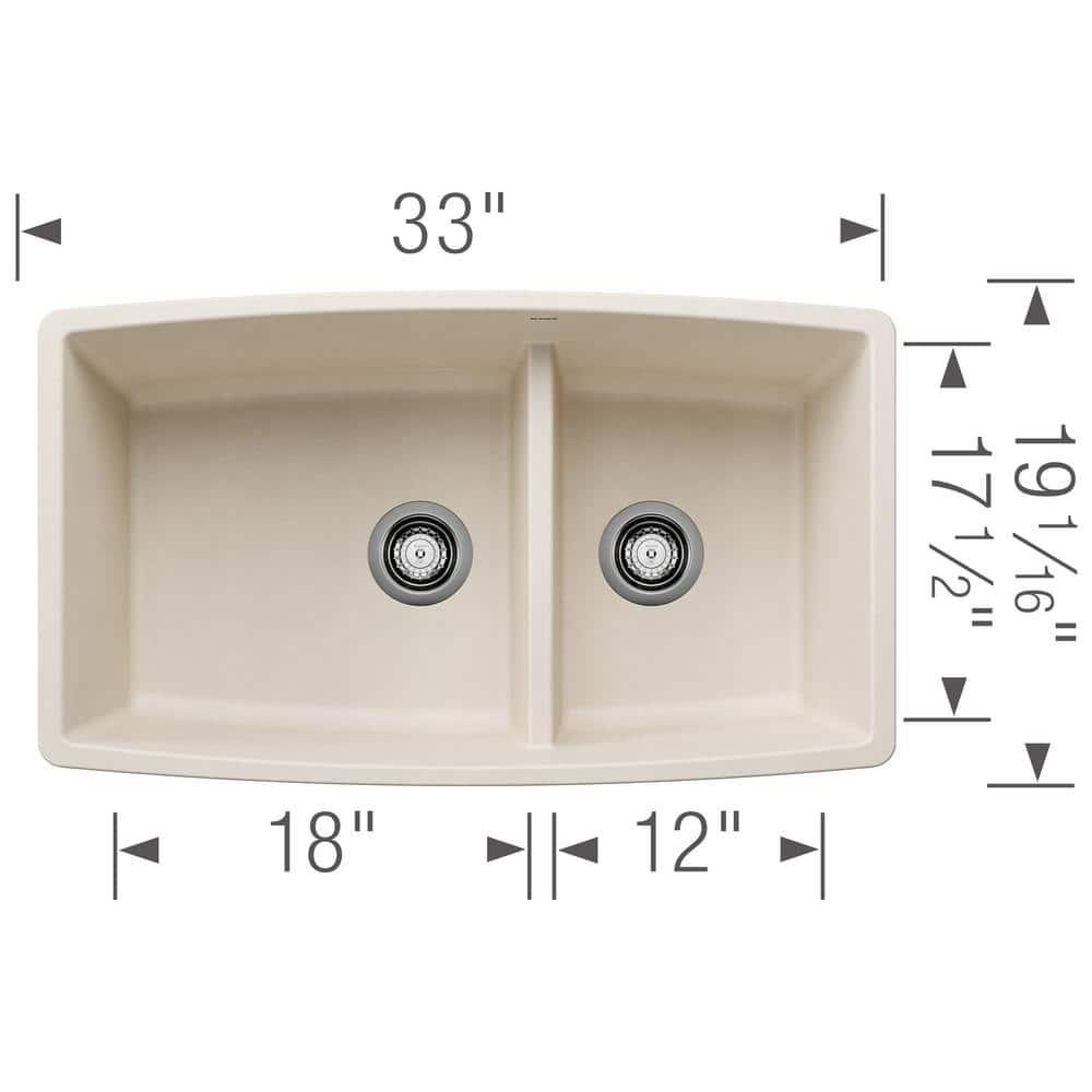 Performa SILGRANIT 33" L x 19" W Double Bowl Undermount Kitchen Sink