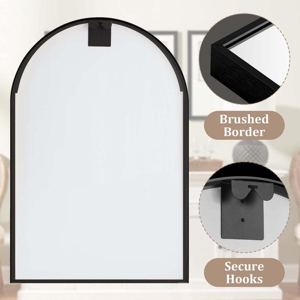 Metal Framed Wall Mirror Black - Storied Home: Arched, Modern Decor for Living Space, No Assembly Required