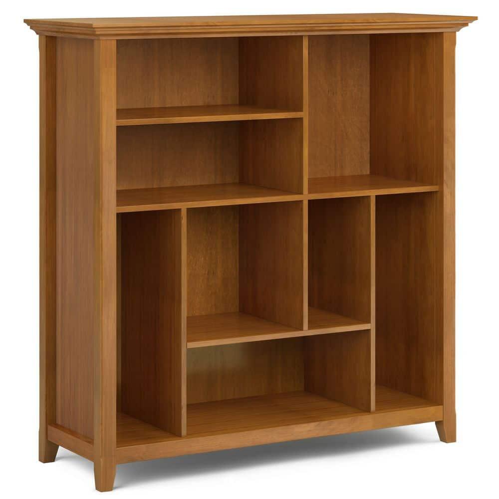 Simpli Home Amherst 44"W Solid Wood Multi Cube Bookcase with 8 Different Sized Storage Cubbies